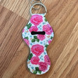 Rose Pattern Lip Balm Holder Keychain